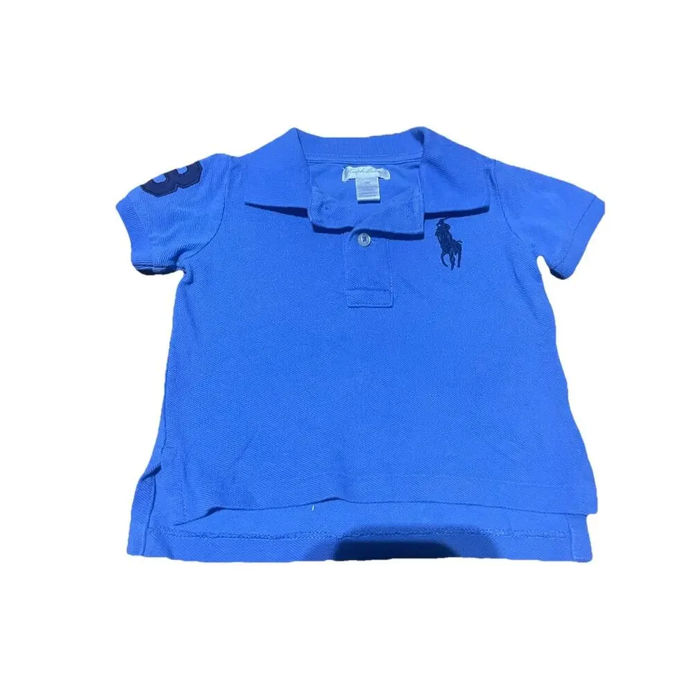 RALPH LAUREN‎ BABY BOYS BLUE POLO SHIRT SIZE 9 Month